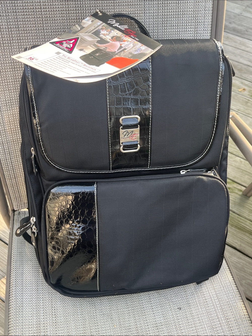 Mobile Edge Black Travel Backpack with Croc-Texture Accents